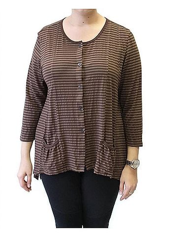 Kleen Tonal Striped Pocket Cardigan in Cafe (view 2)