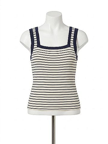 Fifteen Twenty Women's Mindy Contrast Tank Top in Navy With Cream (view 1)