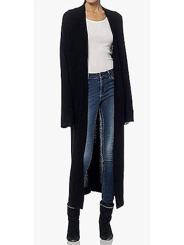 360 Cashmere Jelena Maxi-Length Cashmere Cardigan in Black (view 2)