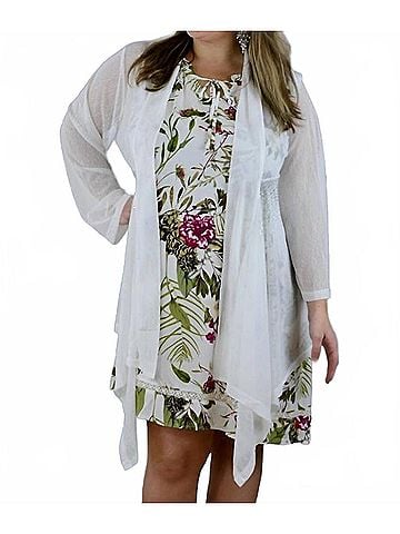 Lady Noiz Rhinestones &amp; Lace Cardigan - Plus in White (view 2)