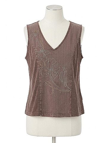 XCVI Siska Embroidered Tank in Mid-Tone Rich Brown (view 1)