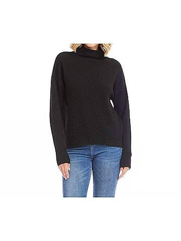 Karen Kane Long Sleeve Mock Neck Sweater in Black (view 2)