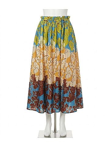 ALEMAIS Splice Midi Skirt in Floral Multicolor (view 1)
