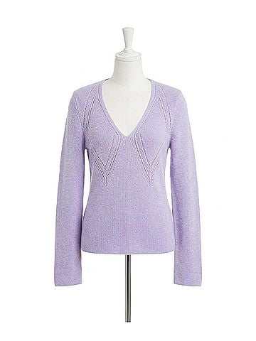 Jil Sander Women's Long Sleeve V-Neck Sweater in Lilac (view 1)