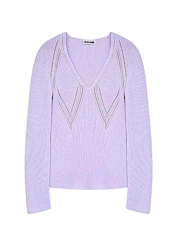 Jil Sander Women's Long Sleeve V-Neck Sweater in Lilac (view 2)