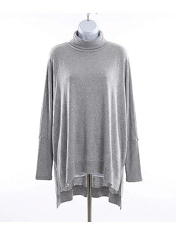 Zenana Cozy Chic Soft Oversized Sweater in Heather Gray (view 1)