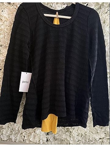 Pete Women's Godet Back Sweater in Black (view 2)