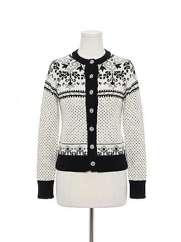 Generation Love Sade Fairisle Cardigan in Black/Ivory/Grey (view 1)
