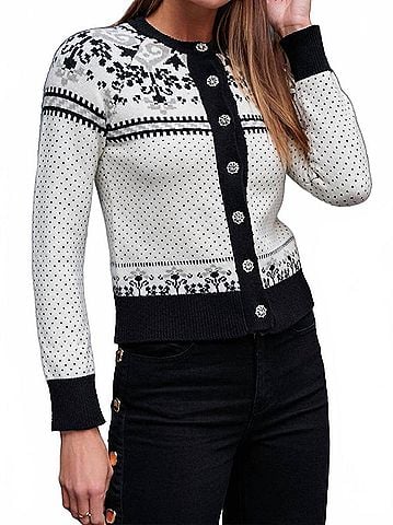Generation Love Sade Fairisle Cardigan in Black/Ivory/Grey (view 2)