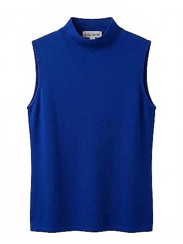 A La Carte Women's Funnel Neck Sleeveless Sweater in Blue (view 2)