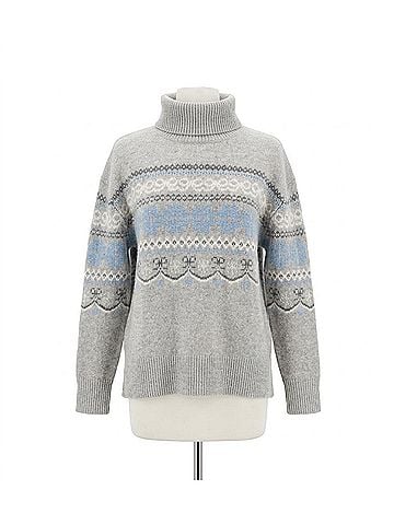 LoveShackFancy Women's Mirin Turtleneck Top in Earl Gray (view 1)
