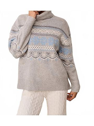 LoveShackFancy Women's Mirin Turtleneck Top in Earl Gray (view 2)