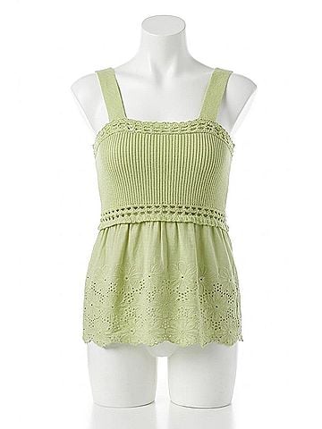 Fate Scallop Scoop Sweater Tank in Leaf Green (view 1)