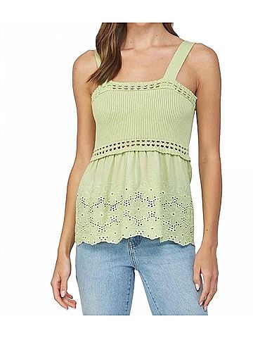 Fate Scallop Scoop Sweater Tank in Leaf Green (view 2)