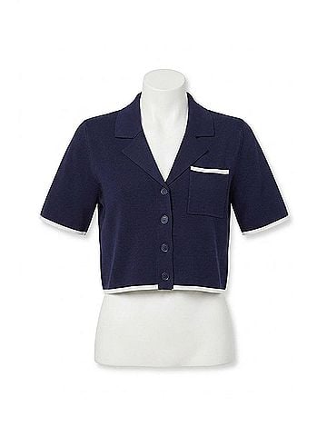 Hunter Bell Banff Sweater Top in Navy With White (view 1)