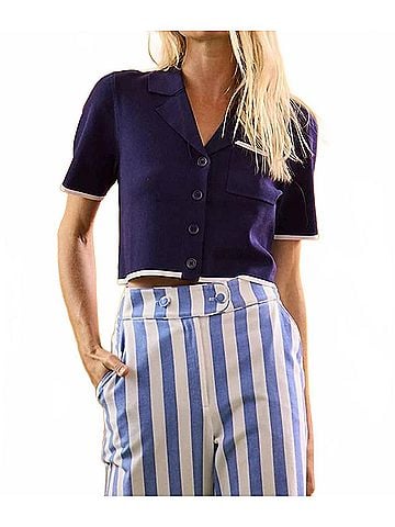 Hunter Bell Banff Sweater Top in Navy With White (view 2)