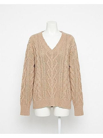 LoveShackFancy Croisette Pullover Sweater in Camel Melange (view 1)