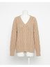 LoveShackFancy Brown Croisette Pullover Sweater in Camel Melange Size M - photo 1