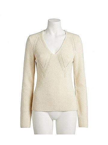 Jil Sander Women's Long Sleeve V-Neck Sweater in Cream (view 1)