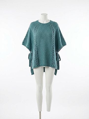 Easel Cecilia Side Tie Sweater Poncho in Faded Teal (view 1)