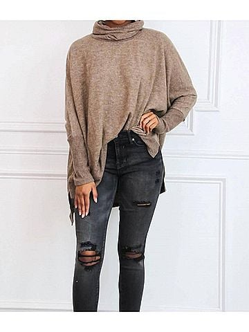 Zenana Cozy Chic Oversized Sweater in Coffee (view 2)