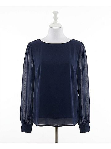 Zenana Keepsake Chiffon Top in Navy (view 1)