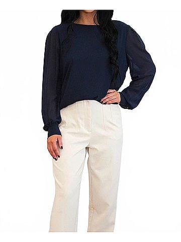 Zenana Keepsake Chiffon Top in Navy (view 2)