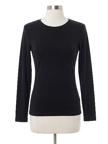 Yelete Ribbed Long Sleeve Top in Black (view 1)
