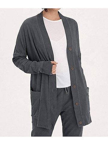 Wearables Trude Long Sleeve Cardigan in Gray (view 2)