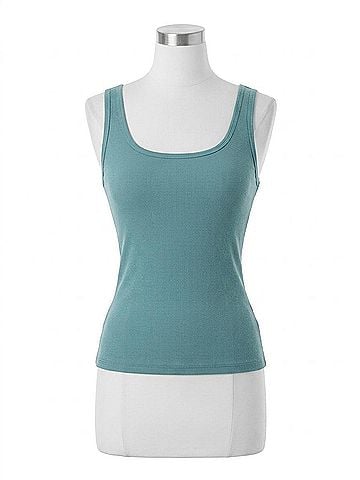 Mono b Kendall Square Neck Ribbed Tank Top in Grey Teal (view 1)