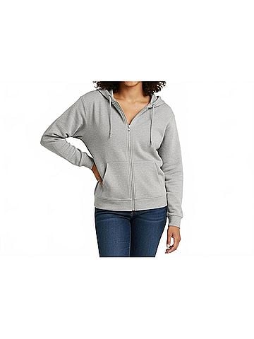Ideology Women's Long Sleeve Zip Hoodie in Light Gray (view 2)