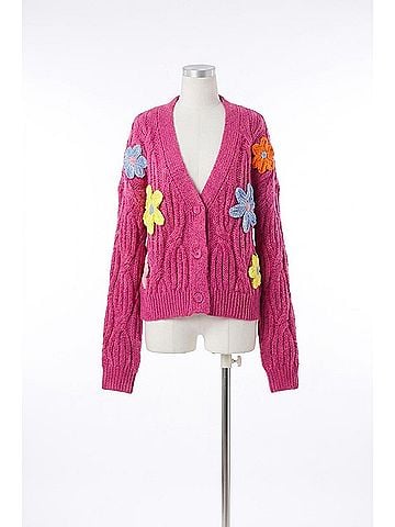 Very J Statement Flower Cardigan in Pink (view 1)