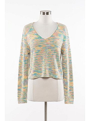 LUCCA Cropped Space-Dyed Slub-Knit Sweater in Sherbet (view 1)