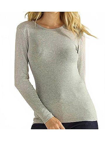 Yelete Ribbed Long Sleeve Top in Heather Grey (view 2)