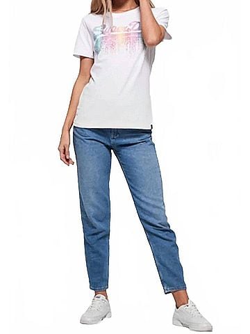Superdry Women's Vintage Logo Cascade Entry Tee in Optic (view 2)