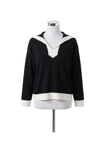 Umgee Chelsea Collar Pullover Sweater in Black (view 1)