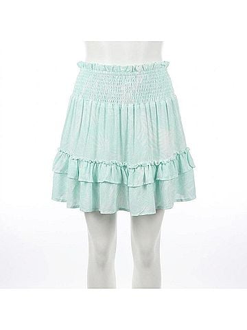 Ocean Drive Clothing Co. Crazy For Love Lightweight Mini Skirt in Aqua (view 1)