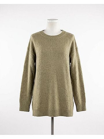 Zenana Effortlessly Cozy Sweater Tunic in Light Olive (view 1)