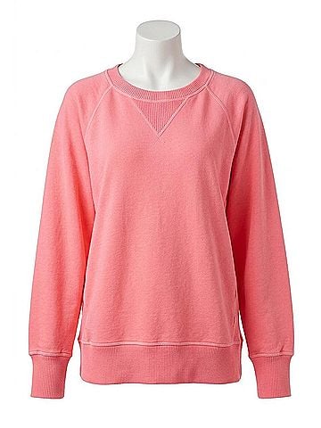 Zenana Pigment Dyed French Terry Pullover Sweater in Bright Pink (view 1)