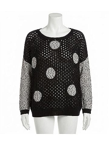 French Kyss Crochet Dot Poncho in Blackfrost (view 1)