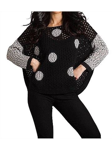 French Kyss Crochet Dot Poncho in Blackfrost (view 2)