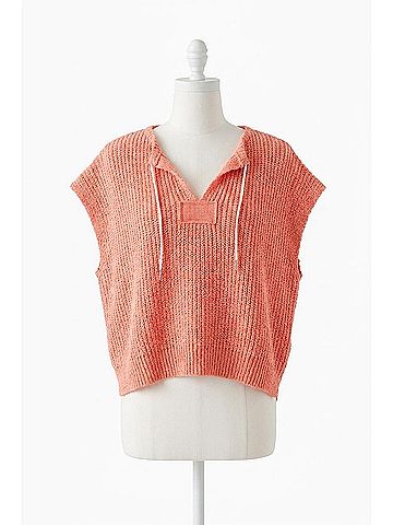 Illa Illa Short Sleeve Patch Sweater in Coral Orange (view 1)
