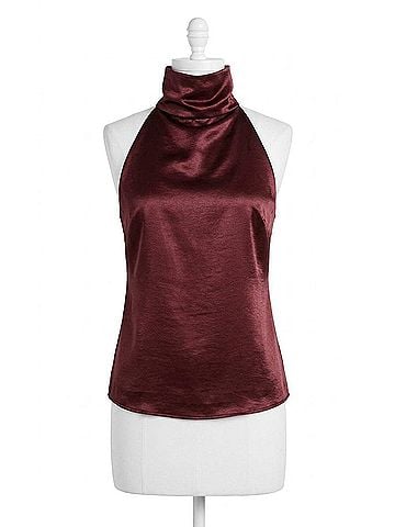 Greylin Addison Cowl Funnel Neck Halter Top in Dark Cherry (view 1)