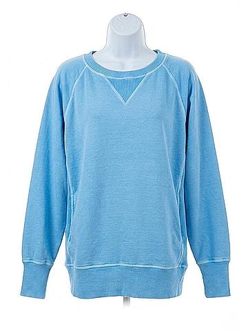 Zenana Pigment Dyed French Terry Pullover Sweater in Deep Sky (view 1)