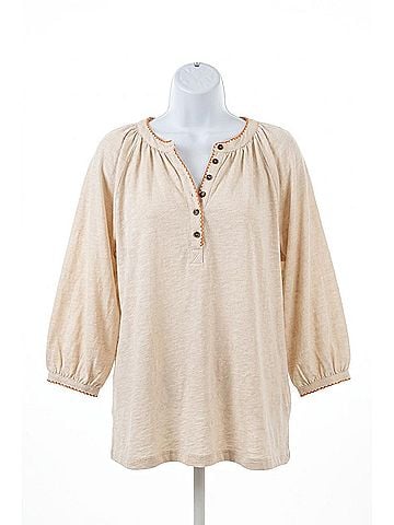 Easel Natural Bohemian Blouse With Trim in White (view 1)