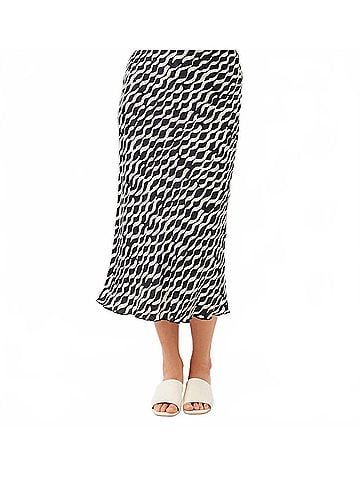 Karen Kane Satin Bias Cut Skirt in Print (view 2)