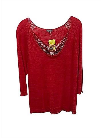 600 West Women Beaded Neckline Sweater in Red (view 2)