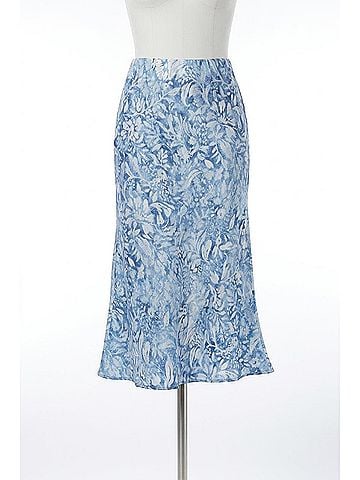 Renuar Printed Slip Skirt in Blue Combo (view 1)