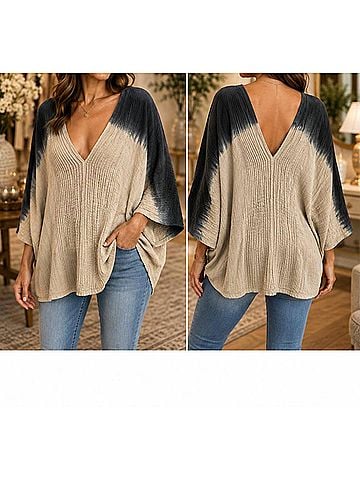 Etcetera Women's Ombre Poncho in Beige Black (view 2)
