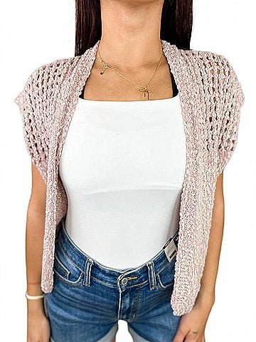 Mystree Always Lush Cotton Blend Short Sleeve Cardigan in Pink (view 2)